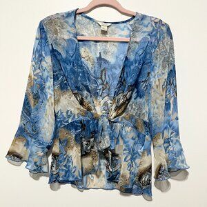 Christopher & Banks Womens Sheer Tie Front Top M Fairy Grunge Whimsical Festival
